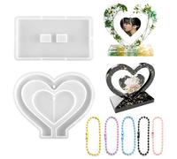 ZYEKIU Cadre Photo Coeur Moule Silicone Réutilisable Moule Resine Epoxy avec Pendentif DIY et 5 Chaînes pour Décoration Créative et Personnalisée Bricolage et Décoration Maison Valentin