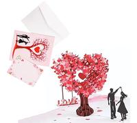 ZYEKIU Carte Pop Up 3D Arbre d'Amour, Carte Mariage Félicitation Arbre en Forme de Coeur, Joyeux Anniversaire Lettre, Comme Lettre d'Amour Cadeau de Saint-Valentin et Mariage Cadeau d'Anniversair
