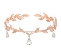 ZYEKIU Diademe Femme, Couronne Princesse avec Strass, Bijoux de Tete Rétro Or Rose, Accessoires Medieval Femme Réglable pour Cosplay, Mariage, Fête, Festival de la Renaissance, Noël, Anniversaire