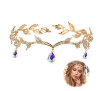 ZYEKIU Diademe Femme, Couronne Princesse avec Strass Couleur, Bijoux de Tete Rétro, Accessoires Medieval Femme Réglable pour Cosplay, Mariage, Fête, Festival de la Renaissance, Noël, Anniversaire