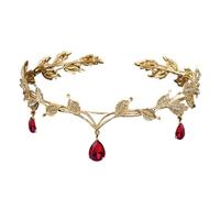 ZYEKIU Diademe Femme, Couronne Princesse avec Strass Rouge, Bijoux de Tete Rétro, Accessoires Medieval Femme Réglable, pour Cosplay, Mariage, Fête, Festival de la Renaissance, Noël, Anniversaire