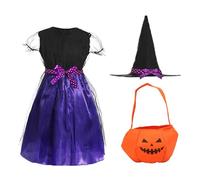 ZYEKIU Robe de Luxe Adorable Costume Sorcière Fille, Divertente e Carino Halloween Witch Cloak set, Joli Violet Dress up Déguisement de, Convient aux Jeux de Rôle et aux Fêtes de Carnaval