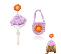 ZYETGH Lot de 2 mini bonnets en tricot pour hamster - Réglable - Pour oiseaux, animaux de compagnie, cochon d'Inde, lézard (violet)