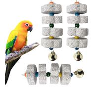 ZYETGH Lot de 3 jouets à mâcher pour oiseaux, bec, pierre à aiguiser avec cloche, accessoires pour cacatoès, perruches, calopsittes, inséparables