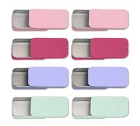 ZYETGH Lot de 8 boîtes en métal avec couvercle coulissant - Rectangulaires - Petite boîte de rangement portable - Pour bonbons, pilules, bijoux, bricolage (60 x 34 x 11 mm)
