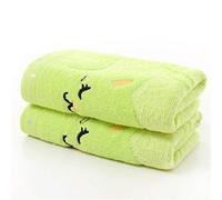 ZYEZI Lot de 2 serviettes en coton pour enfant, motif chat de dessin animé brodé, serviettes super douces absorbant l'eau, vert