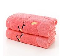 ZYEZI Lot de 2 serviettes en coton pour enfant, motif chat de dessin animé brodé, serviettes super douces absorbant l'eau, rouge
