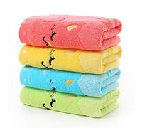 ZYEZI Lot de 4 serviettes en coton pour enfant, motif chat de dessin animé brodé, super doux, absorbant l'eau