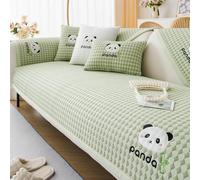 ZYFAB Refroidissement Cartoon Panda Couvertures de canapé Lavable Antidérapant Housse de Canapé Luxe Premium Soie de Glace Coussinet de canapé Moderne 3D Doux Protecteur,Vert,70 * 70cm