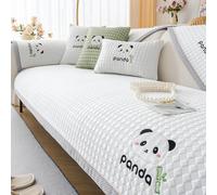 ZYFAB Refroidissement Cartoon Panda Couvertures de canapé Lavable Antidérapant Housse de Canapé Luxe Premium Soie de Glace Coussinet de canapé Moderne 3D Doux Protecteur,Blanc,90 * 240cm