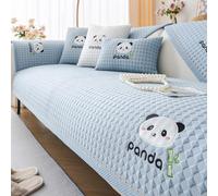 ZYFAB Refroidissement Cartoon Panda Couvertures de canapé Lavable Antidérapant Housse de Canapé Luxe Premium Soie de Glace Coussinet de canapé Moderne 3D Doux Protecteur,Bleu,70 * 90cm