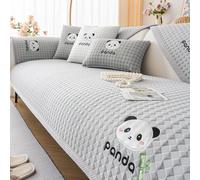 ZYFAB Refroidissement Cartoon Panda Couvertures de canapé Lavable Antidérapant Housse de Canapé Luxe Premium Soie de Glace Coussinet de canapé Moderne 3D Doux Protecteur,Gris,90 * 240cm