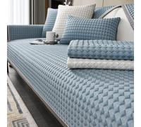 ZYFAB Refroidissement Couvertures de canapé Lavable Antidérapant Housse de Canapé Luxe Premium Soie de Glace Coussinet de canapé Moderne 3D Doux Protecteur de canapé,Bleu,110 * 260cm
