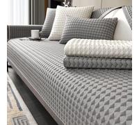 ZYFAB Refroidissement Couvertures de canapé Lavable Antidérapant Housse de Canapé Luxe Premium Soie de Glace Coussinet de canapé Moderne 3D Doux Protecteur de canapé,Gris,120 * 180cm