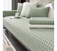 ZYFAB Refroidissement Couvertures de canapé Lavable Antidérapant Housse de Canapé Luxe Premium Soie de Glace Coussinet de canapé Moderne 3D Doux Protecteur de canapé,Vert,90 * 120cm