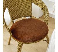 ZYFAB Super Doux Rond Coussin de siège Lapin Peluche Housse de Chaise Fourrure Coussin de Chaise Mignon Coussin de Chaise décoration intérieure pour Chambre canapé,Marron,Diameter:35cm