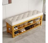 ZYFBD Banc à chaussures avec siège rembourré, organiseur à chaussures à 2 niveaux, similicuir avec base en métal, banc d'entrée pour chambre à coucher, salon et couloir