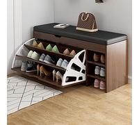 ZYFBD Banc de rangement à chaussures avec tiroir, tiroir rabattable rembourré en polyuréthane pour entrée et couloir - Bois