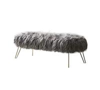 ZYFBD Banc ottoman moderne en fausse fourrure avec pieds en métal doré - 80 cm (L) x 45 cm (l) x 42 cm (H)