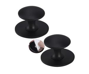 ZYFH8992 2 Pièces Poignée Autocollant en Acier inoxydable Tirer Tirage pour Chambre à Coucher sans trou Poignées pour placards Porte coulissante en verre Boutons d'Armoire Tiroir (noir)