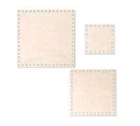ZYFHYU Base de Panier en Bois Lot de 3 paniers à Crochet en contreplaqué peuplier, Bruts, Vierges, sculptés au Point Croix, tissés la Main, for Bricolage(Wood Square)