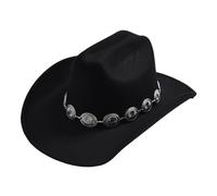 ZYFHYU Chapeau de cowboy pour homme - Chapeau de cowboy occidental pour femme - Chapeau de cowgirl jazz pour fête, Noir , 58