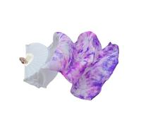 ZYFHYU Éventail de Danse du Ventre, Une Paire d'éventails allongés, éventail en Soie tie-Dye Fait à la Main pour La Danse du Ventre(1PC Type 1,Real Silk 120cm)