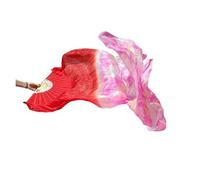 ZYFHYU Éventail de Danse du Ventre, Une Paire d'éventails allongés, éventail en Soie tie-Dye Fait à la Main pour La Danse du Ventre(1PC Type 5,Real Silk 120cm)