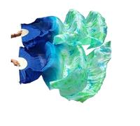 ZYFHYU Éventail de Danse du Ventre, Une Paire d'éventails allongés, éventail en Soie tie-Dye Fait à la Main pour La Danse du Ventre(1Pair Type 3,Real Silk 150cm)