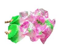 ZYFHYU Éventail de Danse du Ventre, Une Paire d'éventails allongés, éventail en Soie tie-Dye Fait à la Main pour La Danse du Ventre(1Pair Type 2,Real Silk 120cm)
