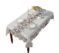 ZYFHYU Nappe de Velours Nappe rectangulaire en Velours Blanc doré brodée for Table à Manger, Housse de Protection Anti-poussière for Commode TV(70X135cm)