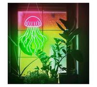 Zyfto Décorations intérieures au néon Lampe néon en forme de méduse, idéale pour une chambre, un studio, décoration murale ou intérieur 37 x 47 cm(E)
