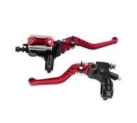 Zyfto Ensemble de leviers d'embrayage et de frein pour moto Accessoires pour moto:Pompe supérieure modifiée, frein hydraulique,pompe principale,poignée d'embrayage en aluminium CNC(Rouge)