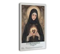 ZYGNBHL Affiche de décoration murale Sainte-Claire de Montefalco | Croyances religieuses | Bar à domicile, restaurant, garage, salle de bain, café, cadeaux de vacances | Cadre 61 x 91,4 cm