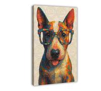 ZYGNBHL Bull Terrier avec yeux, art animal de compagnie amusant, décoration pour les amoureux des animaux, poster imprimé pour chambre d'adolescents et de garçons, décoration murale sur toile, cadre