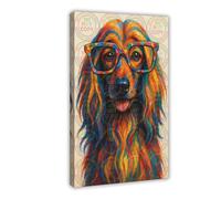 ZYGNBHL Chien afghan avec yeux, art amusant pour animaux de compagnie, décoration pour les amoureux des animaux, poster imprimé pour chambre d'adolescent et de garçon, décoration murale sur toile