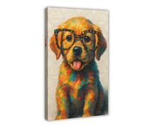 ZYGNBHL Golden Retriever avec des yeux colorés, art amusant pour animaux domestiques, décoration pour les amoureux des animaux, poster imprimé pour chambre d'adolescents et de garçons, art mural sur