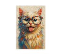 ZYGNBHL Impression sur toile représentant un petit chat angora turc aux yeux colorés - Décoration pour les amoureux des animaux - Décoration murale pour chambre à coucher, bureau, chambre