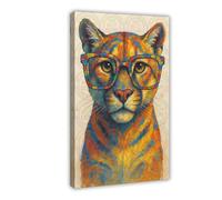 ZYGNBHL Little Mountain _ Lion aux yeux colorés, art amusant pour animaux domestiques, décoration pour les amoureux des animaux, poster imprimé pour chambre d'adolescents et de garçons, peinture sur