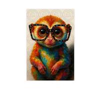 ZYGNBHL Little Slow Monkey with Colorful Eyes, Funny Pet Art Décoration pour les amoureux des animaux, affiches sur toile pour chambre à coucher, bureau, chambre, cadeau, sans cadre, 40,6 x 5,1 cm