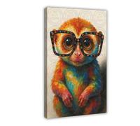 ZYGNBHL Little Slow Monkey with Colorful Eyes, Funny Pet Art Décoration pour les amoureux des animaux, affiches sur toile pour chambre à coucher, bureau, chambre, cadre cadeau, 50,8 x 76,2 cm