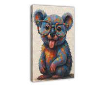 ZYGNBHL Petit koala aux yeux colorés, art animal de compagnie amusant, décoration pour les amoureux des animaux, poster mural sur toile, décoration de chambre, bureau, cuisine, cadre cadeau