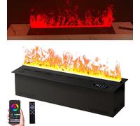 ZYGPH Cheminée électrique avec Vapeur d'eau 3D, Effet Flamme LED Multicolore, humidificateur, Remplissage d'eau Automatique, Application Intelligente/télécommande/Commande Tactile, Panneau Ultra-Fin