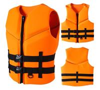 ZYGPH Gilet de Sauvetage en néoprène pour Adulte, réglable, pour Paddle, Natation, Sports Nautiques, Kayak, Surf, plongée avec Tuba, Taille S (48-58 kg), Orange