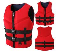 ZYGPH Gilet de Sauvetage en néoprène pour Adulte, réglable, pour Paddle, Natation, Sports Nautiques, Kayak, Surf, plongée avec Tuba, Taille M (58-70 kg), Rouge