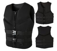 ZYGPH Gilet de Sauvetage en néoprène pour Adulte, réglable, pour Paddle, Natation, Sports Nautiques, Kayak, Surf, plongée avec Tuba, Taille M (58-70 kg), Noir
