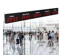 ZYGPH Grande Horloge Mondiale numérique LED, Horloge Murale à 3/4/5 fuseaux horaires, Changement de Ville Possible, hôtels, Entreprises multinationales