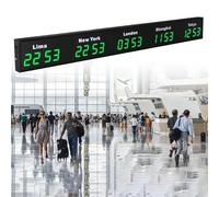 ZYGPH Grande Horloge Mondiale numérique LED, Horloge Murale à 3/4/5 fuseaux horaires, Changement de Ville Possible, hôtels, Entreprises multinationales