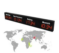 ZYGPH Horloge Mondiale numérique - Horloge Murale avec fuseaux horaires des Villes pour hôtels et Entreprises multinationales, idéale pour la Coordination Internationale et la Gestion du Temps