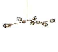 ZYGPH Lustre Globe en Verre, Lustre Moderne en Forme d'étoile, luminaire créatif en Fer, Lustre moléculaire Nordique E27, plafonnier en Laiton plaqué pour Un dîner léger - dégradé de fumée Verte